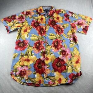 VTG Tommy Hilfiger Floral Shirt Mens L  Short Sleeve‎ Button UP Hawaiian Beach